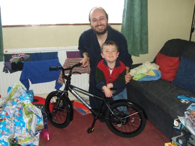 Posing with his bike