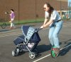 Pushing Jenny in her pushchair at BJC 2002