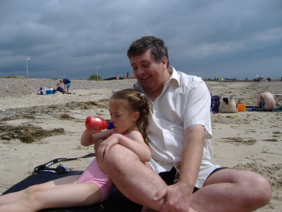 On the beach with Grandad